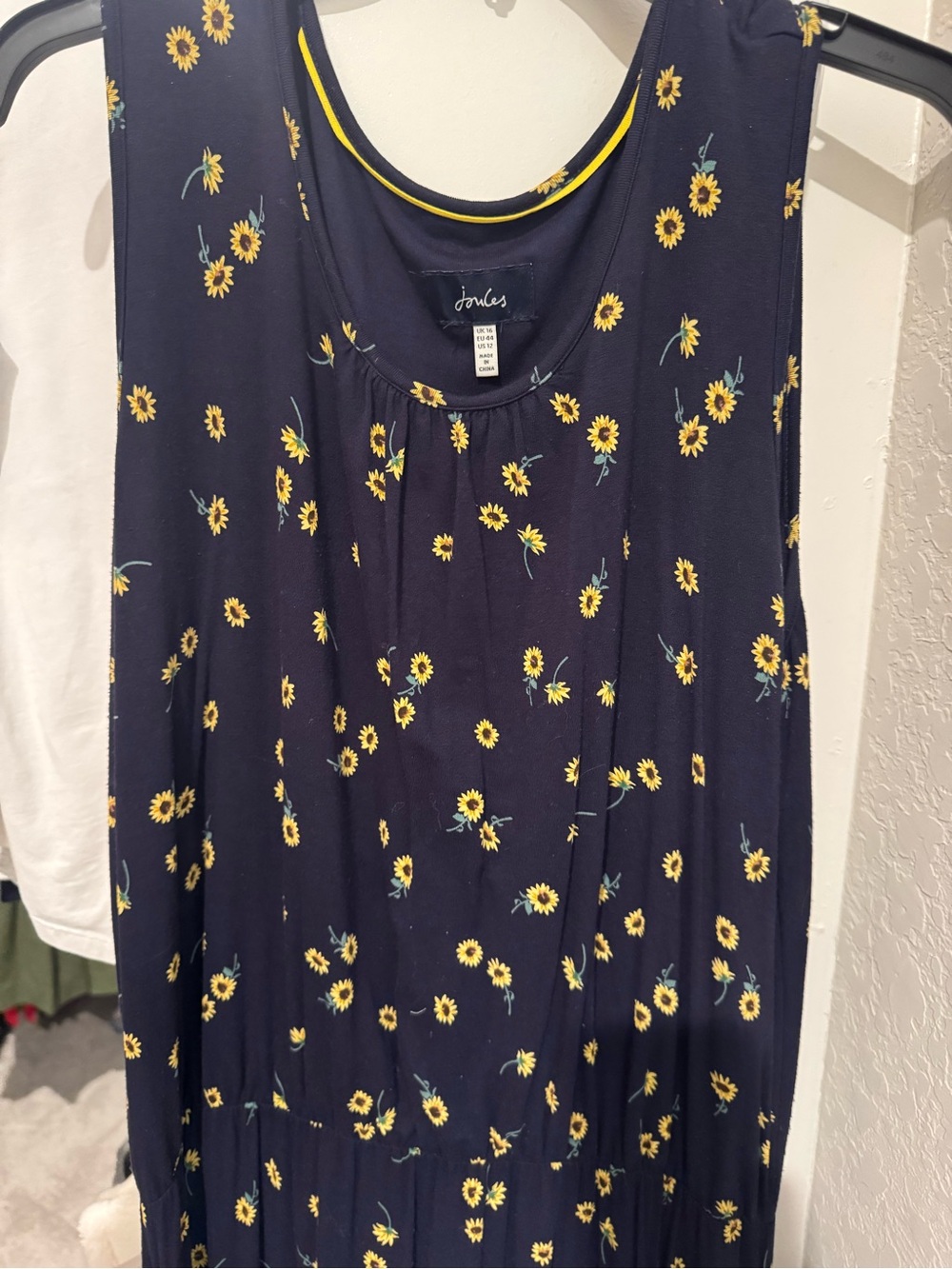 EUC Sz 12 Joules Navy Sunflower Sleeveless Tank Dress